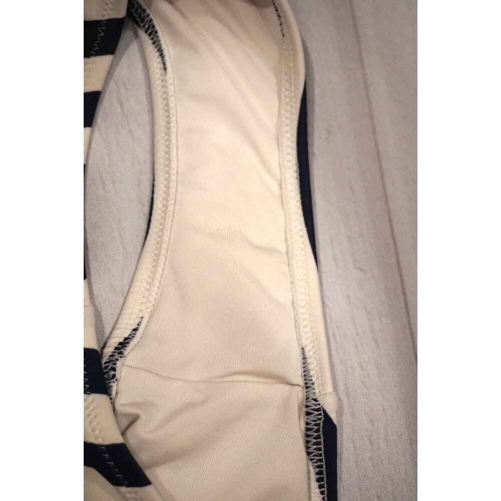 Aerie Blue & White Vertical Stripes One Piece Cheeky Bathing Suit - Size M - Picture 4 of 4